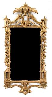 A Chinese Chippendale Style Carved Giltwood Mirror