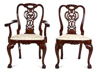 A Set of Ten George II Mahogany Dining Chairs Height 39 inches.