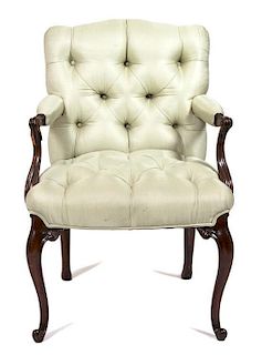 A George II Style Mahogany Open Armchair Height 36 1/2 inches.