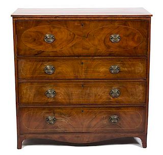 A George III Flame Mahogany Fall Front Butler's Chest Height 43 x width 42 3/4 x depth 21 inches.