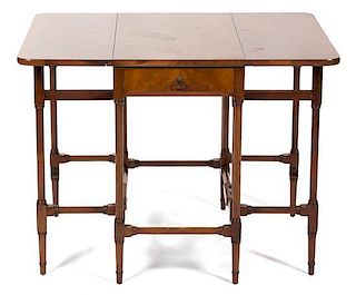 A George III Mahogany Drop Leaf Spider Leg Table Height 25 x width (leaves down)15 1/2 x depth 26 inches.