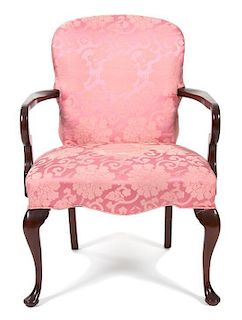 A George III Style Mahogany Open Armchair Height 36 inches.