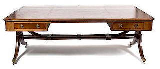 An English Regency Style Mahogany Library Table Height 31 x width 88x depth 53 inches.