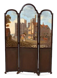 A Regency Style Three Panel Floor Screen Height 71 x width 41 inches.
