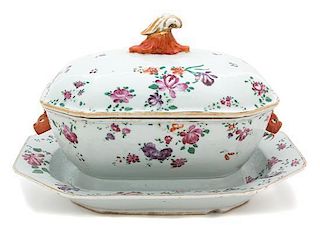 A Chinese Export Porcelain Famille Rose Covered Tureen with Undertray