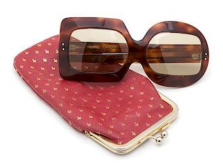 A Pair of Pierre Cardin Tortoise Shell Sunglasses Width 6 inches.