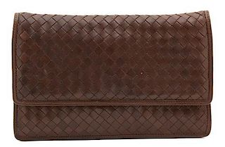 A Bottega Veneta Brown Handbag 6 1/2 x 10 3/4 x 2 inches; shoulder drop 17 inches.