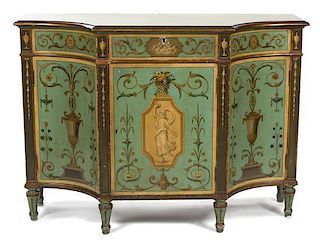 A Venetian Style Painted Side Cabinet Height 35 x width 49 x depth 18 inches.