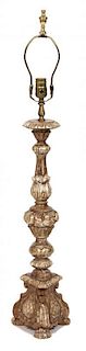 An Italian Rococo Style Silver Gilt Carved Torchere Height 36 inches.