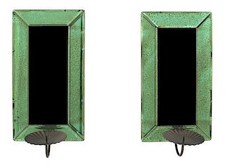 A Pair of Venetian Mirrored Wall Sconces Height 14 1/2 x width 7 inches.