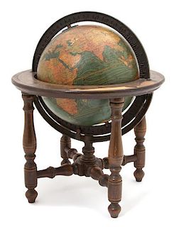 A Kittinger Co. Terrestrial Globe Height 14 inches.