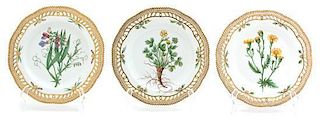 A Group of Nine Royal Copenhagen Porcelain Plates in the Flora Danica Pattern Diameter 9 1/4 inches.