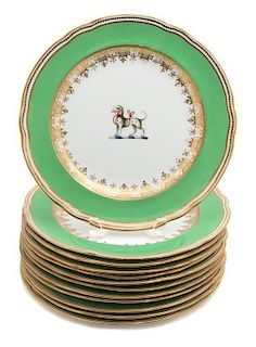 A Group of Twelve English Armorial Dinner Plates Diameter 10 1/4 inches.