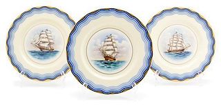A Group of Twelve Lenox Porcelain Clipper Ship Plates Diameter 10 1/2 inches.