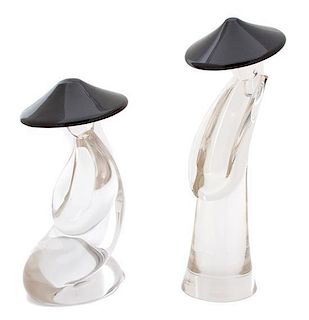A Pair of Renato Anatra Murano Glass Figures Height of taller 13 3/4 inches.