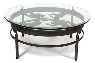 A Contemporary Bronze Coffee Table Height 18 /2 x diameter 44 1/2 inches.