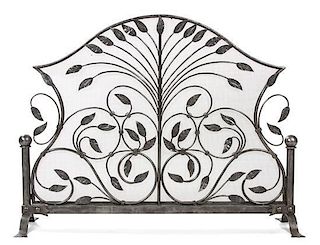 A Contemporary Steel Fire Screen Height 32 1/2 x width 42 1/2 inches.