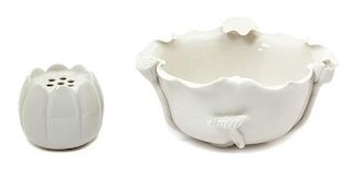 A Chinese Blanc de Chine Porcelain Lotus Bowl Height 4 x diameter 9 inches.