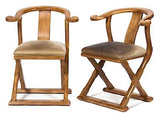 A Pair of Contemporary Chinese Style Horseshoe Chairs Height 32 inches.