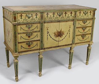 ENGLISH NEOCLASSICAL POLYCHROMED COMMODE