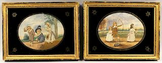 PAIR OF EARLY 19TH C. ENGLISH FRAMED NEEDLEWORK PICTURES