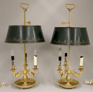 PAIR OF FRENCH-STYLE BOUILLOTE BRASS LAMPS