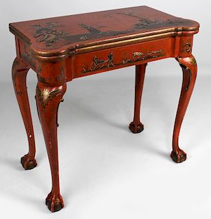 19TH C. GEORGE II-STYLE CHINOISERIE GAMING TABLE