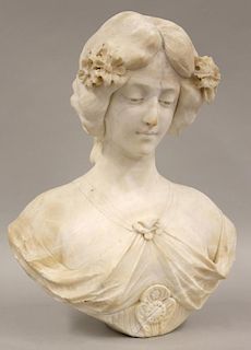 ITALIAN CARVED MARBLE BUST OF WOMAN