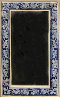 LARGE MIRROR WITH ITALIAN MAIOLICA TILE FRAME