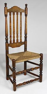 NEW ENGLAND TIGER MAPLE BANISTER-BACK SIDECHAIR