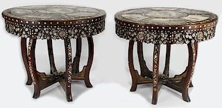 PAIR OF CHINESE HARDWOOD CENTER TABLES