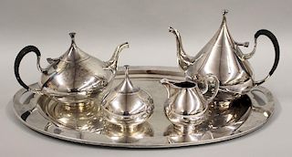 (on 5) MID-CEN. MODERN PLATED SILVER TEA AND COFFEE SET, PRIP