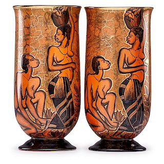 CHARLES CATTEAU Pair of Keramis urns