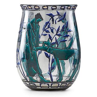 MARCEL GOUPY Enameled glass vase
