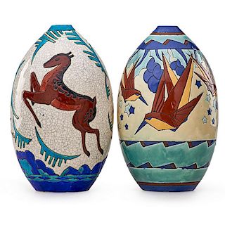 BOCH FRERES Two Keramis vases