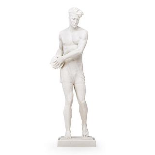 O. OBERMAIER; ROSENTHAL Discus thrower sculpture