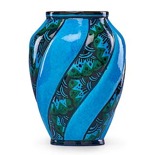 RAOUL LACHENAL Large swirling Art Deco vase