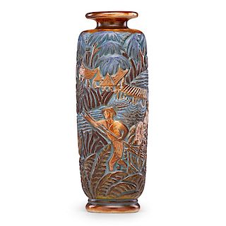 MOUGIN Tall Art Deco vase with river scene