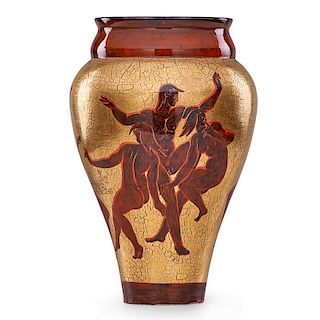 A. MOURIER Tall Art Deco vase with dancing nudes