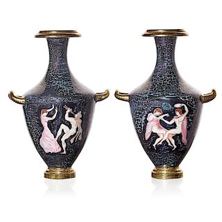 A. MOURIER Pair of baluster vases