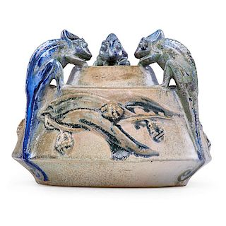 CHARLES GREBER Vase with chameleons