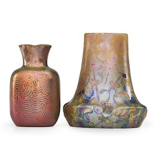 CLEMENT MASSIER; DELPHIN MASSIER Two vases