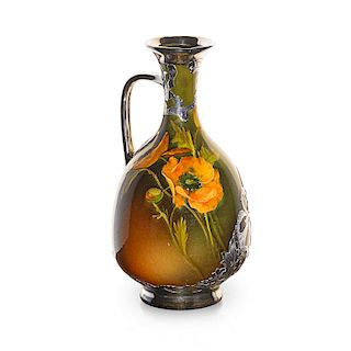 ROOKWOOD Overlay pitcher w/ poppies