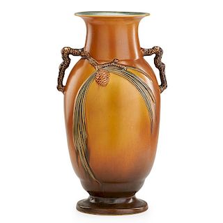 ROSEVILLE Brown Pine Cone floor vase