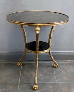 Antique Bronze and Marbletop Guediron Table .
