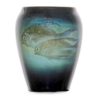 EDWARD T. HURLEY; ROOKWOOD Iris Glaze vase