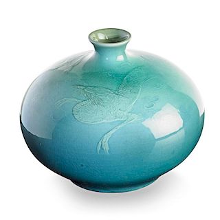 ALBERT VALENTIEN; ROOKWOOD Sea Green vase