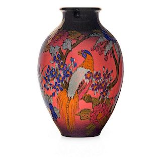 E.T. HURLEY; ROOKWOOD Large Jewel Porcelain vase