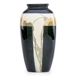 SALLIE COYNE; ROOKWOOD Rare Black Iris vase