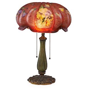 PAIRPOINT Puffy table lamp with pansies